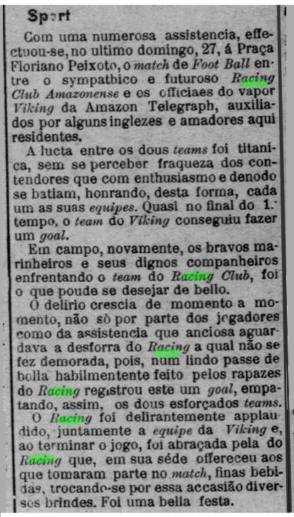 Racing Club 1  x 1  Officiaes do Vapor Viking da Amazon Telegraph