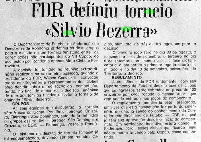 Torneio Slvio Bezerra da Federao de Desportos de Rondnia