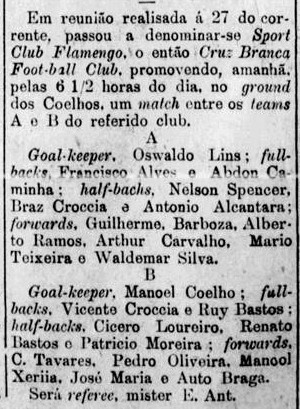 Mudança de nome do Cruz Branca para Sport Club Flamengo de Recife