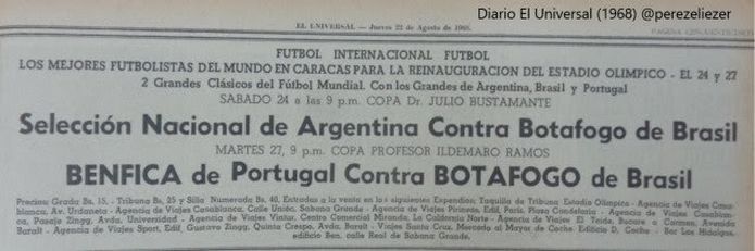 Noticia sobre o Triangular de Caracas 1968