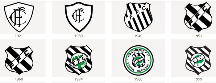 Todos os distintivos utilizados pelo Figueirense