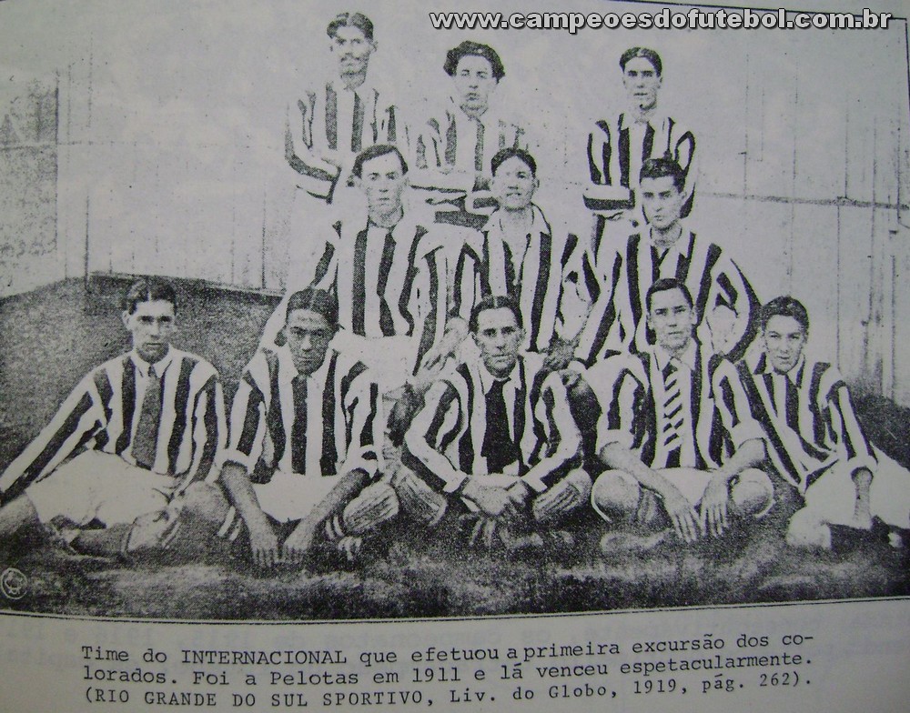 Poster do Internacional (RS) de 1911 que fez a 1ª excursão a Pelotas/RS