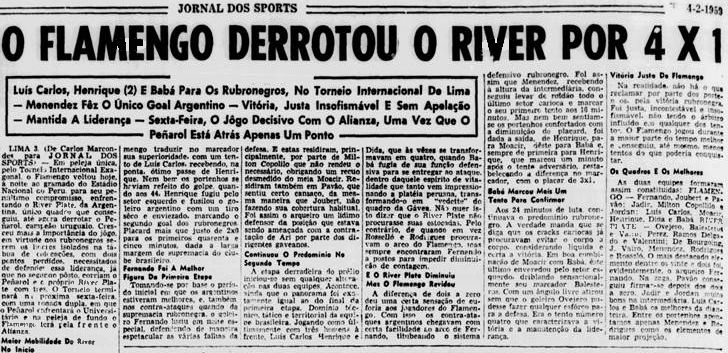 Flamengo 4 x 1 River Plate em 1959